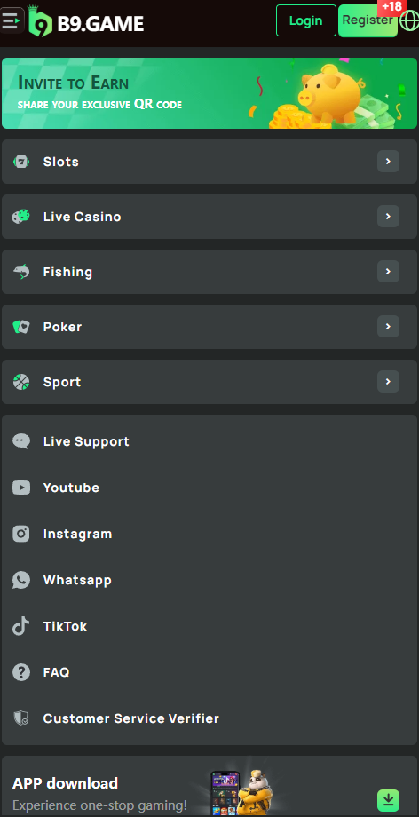 B9 Game app game detail screen